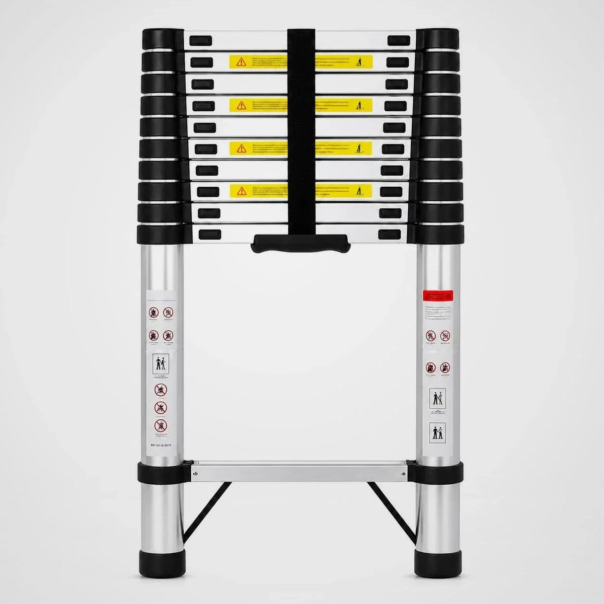 Escalera telescópica 3,2 m Pro en plata, recogida – vista frontal