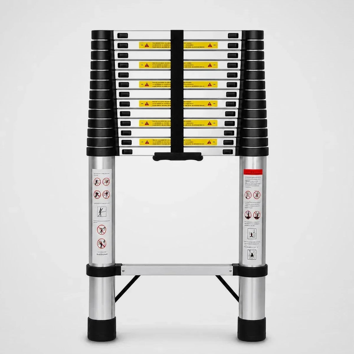 Escalera telescópica 4,4 m Pro en plata, recogida – vista frontal