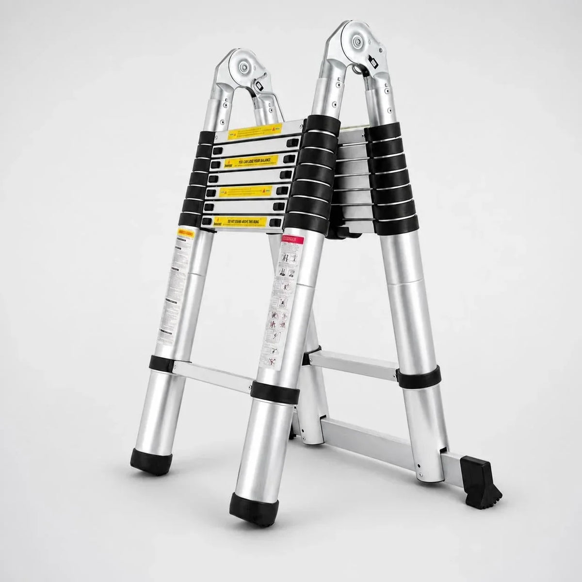 Escalera telescópica multiusos como escalera de tijera – vista lateral