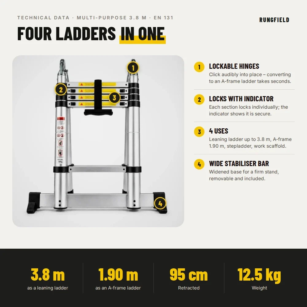 Escalera multiusos 3,8 m – datos técnicos